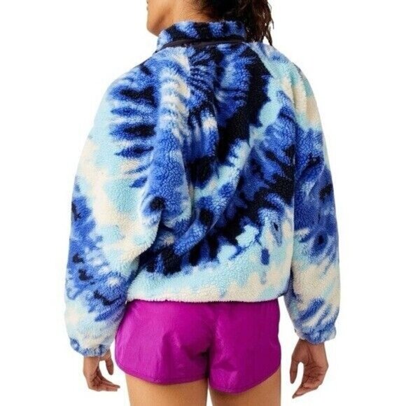 FREE PEOPLE Rocky Ridge Fleece Ocean Tie Dye Pullover Size M NEW - Picture 10 of 11